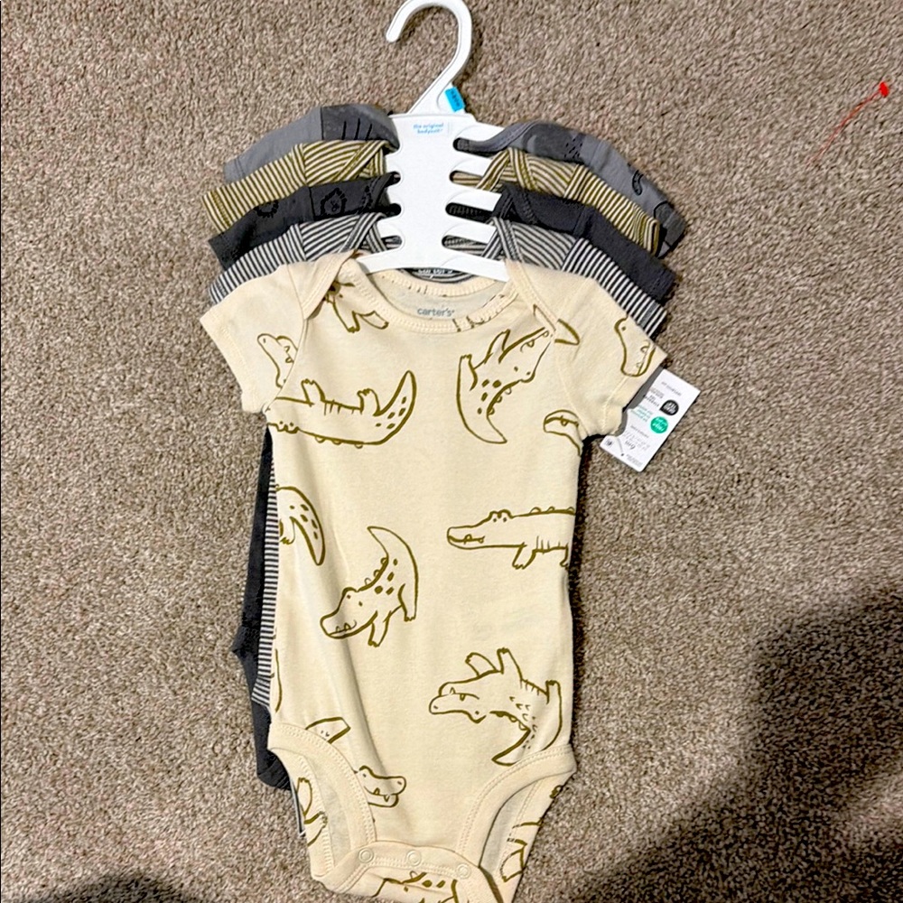 Carter's Cream Crocodile Print Short-Sleeve Baby One-Piece
5pk